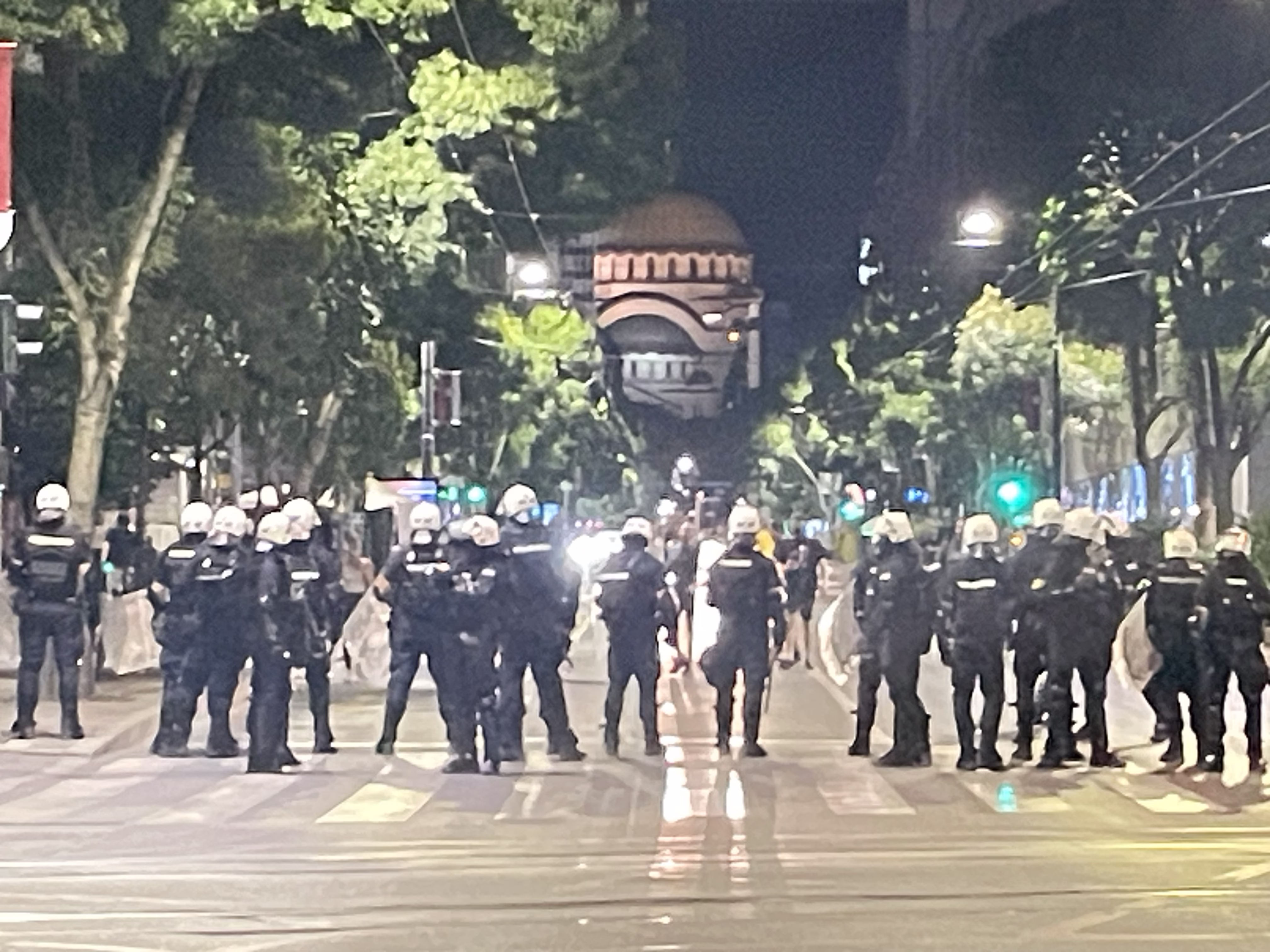 Police facing Saint Sava Temple
